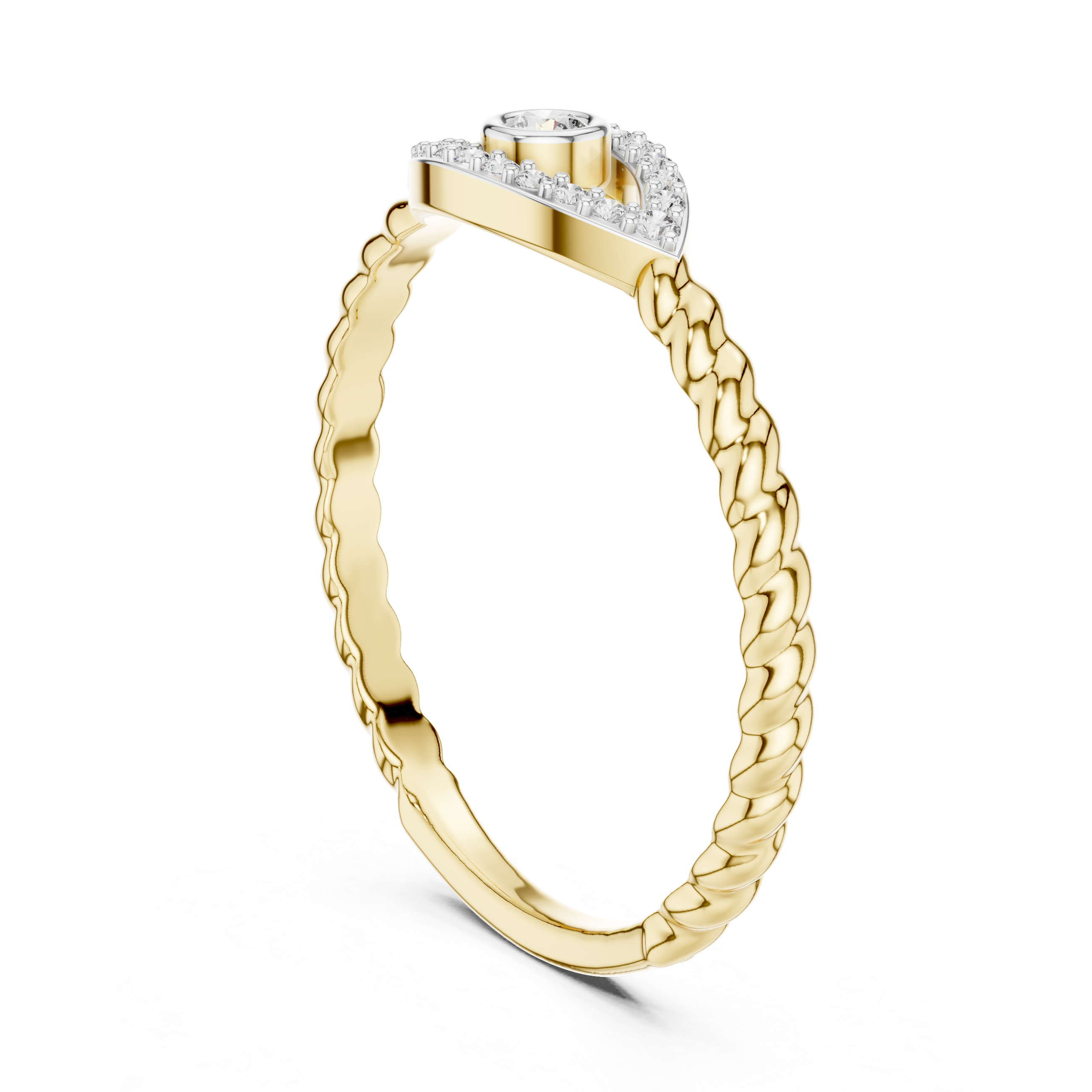 Elegant Twist Band with a Halo Diamond Accent