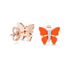 Butterfly Earrings with Red Enamel and Diamond Accents