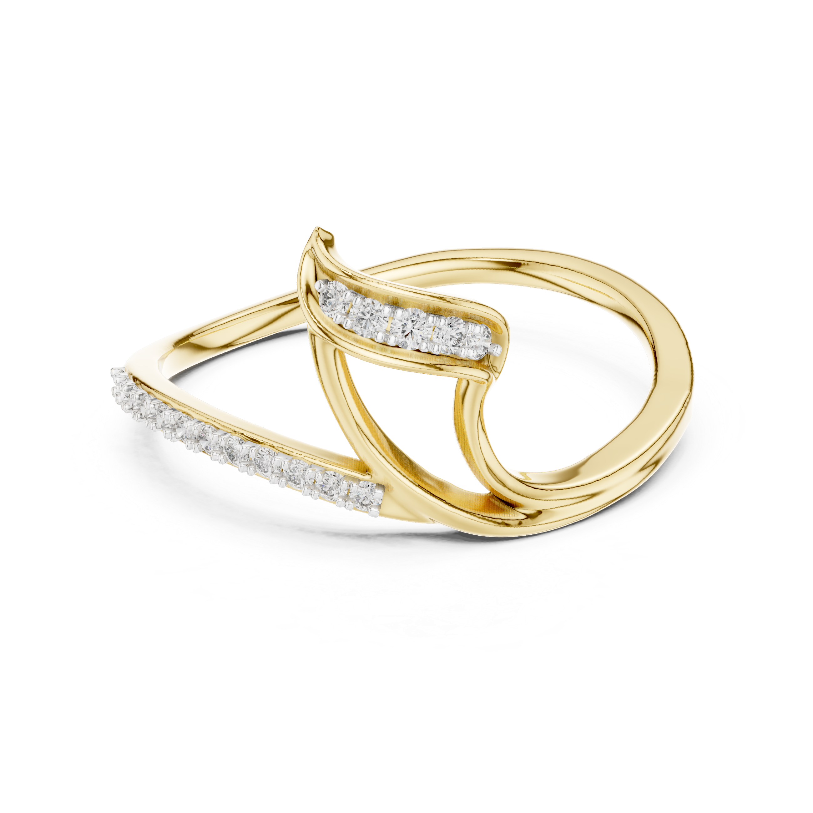 Stylish Diamond Ring with Unique Bypass Design