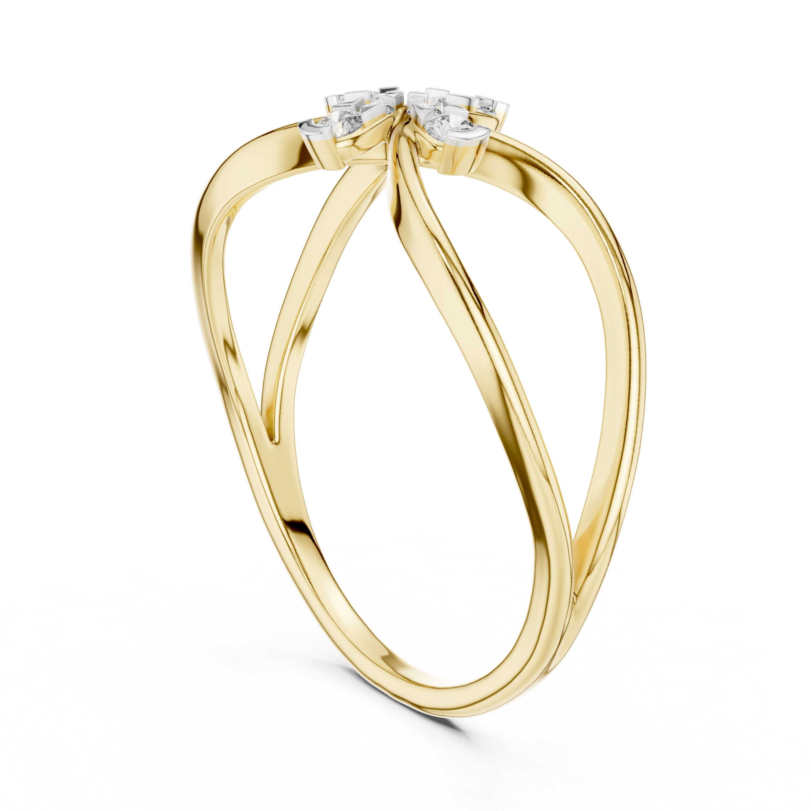 Split Shank Ring with Clustered Diamond Accents