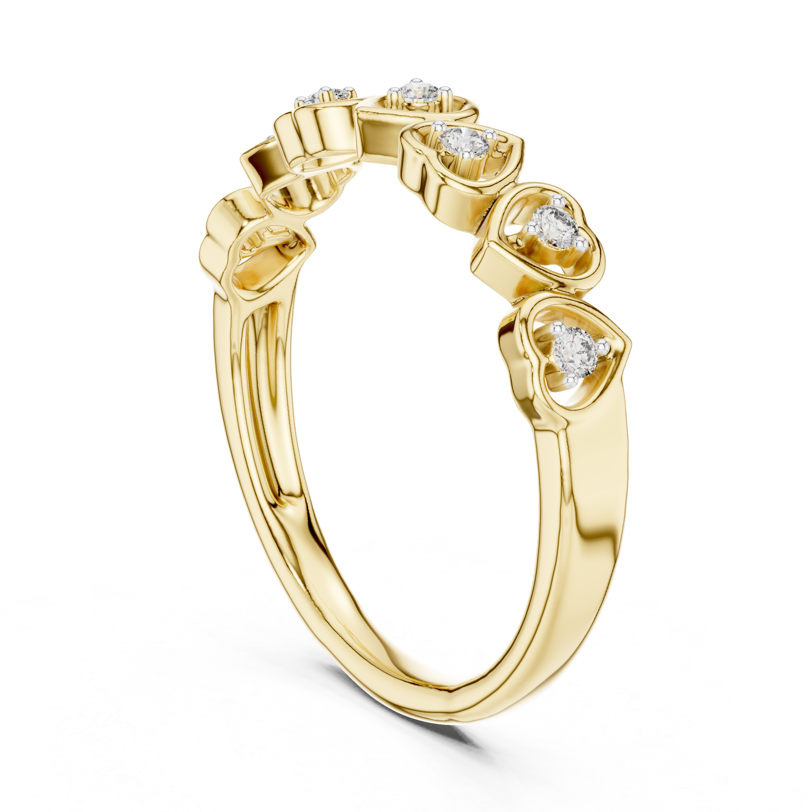 Heart-accented band with alternating open and solid hearts