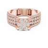 Elegant Rose Gold Diamond Cluster Ring with Pave Band