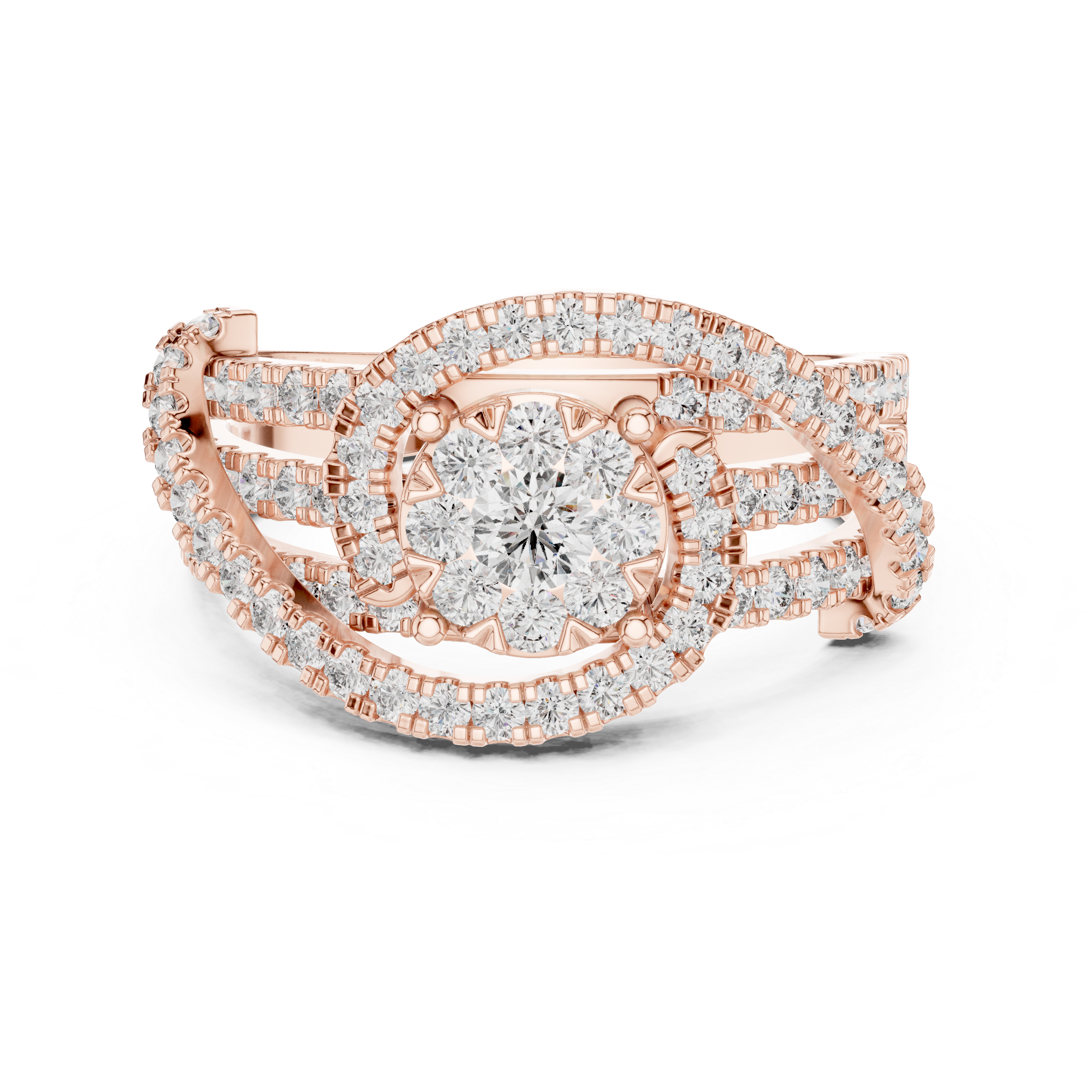 Diamond Halo Twist Ring