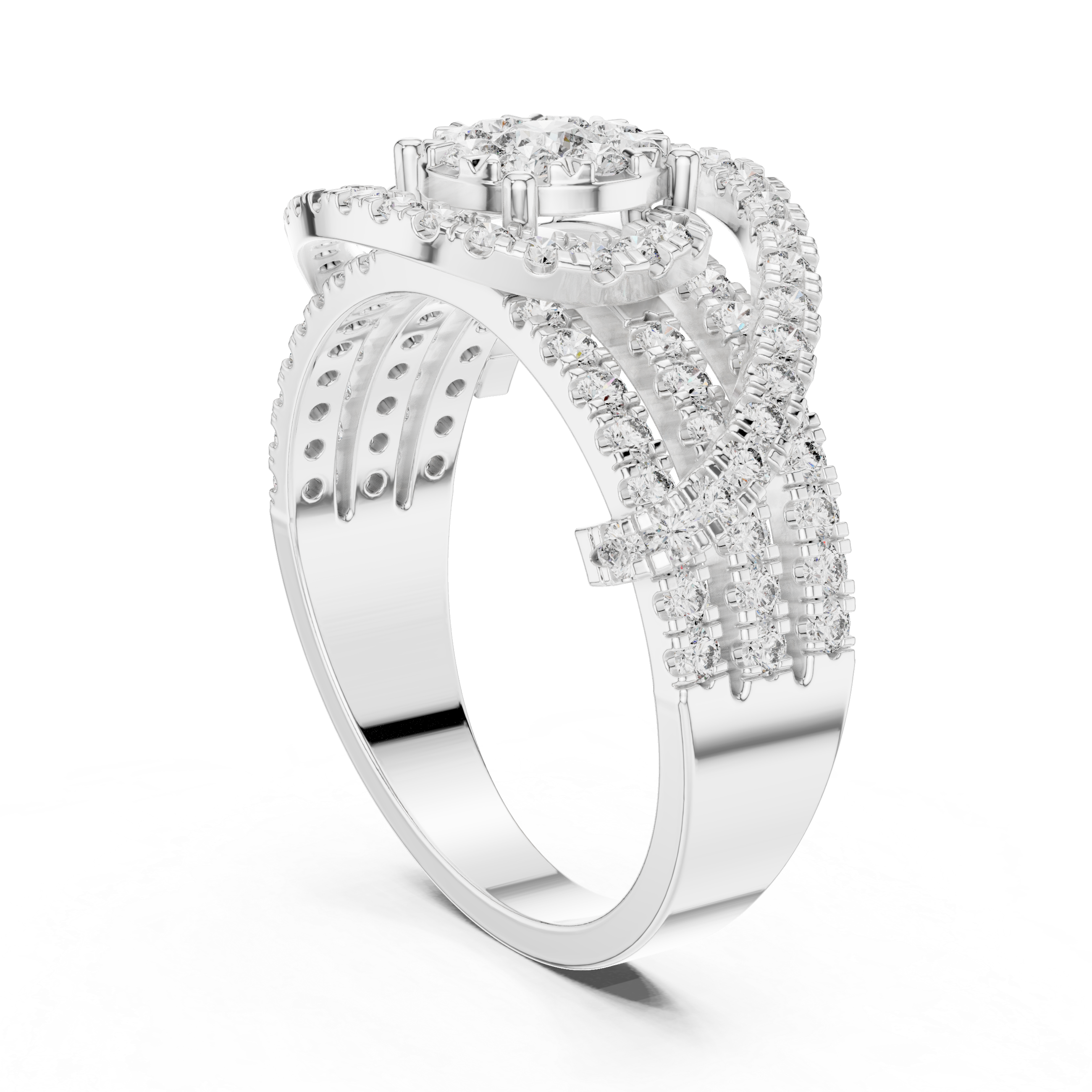 Diamond Halo Twist Ring