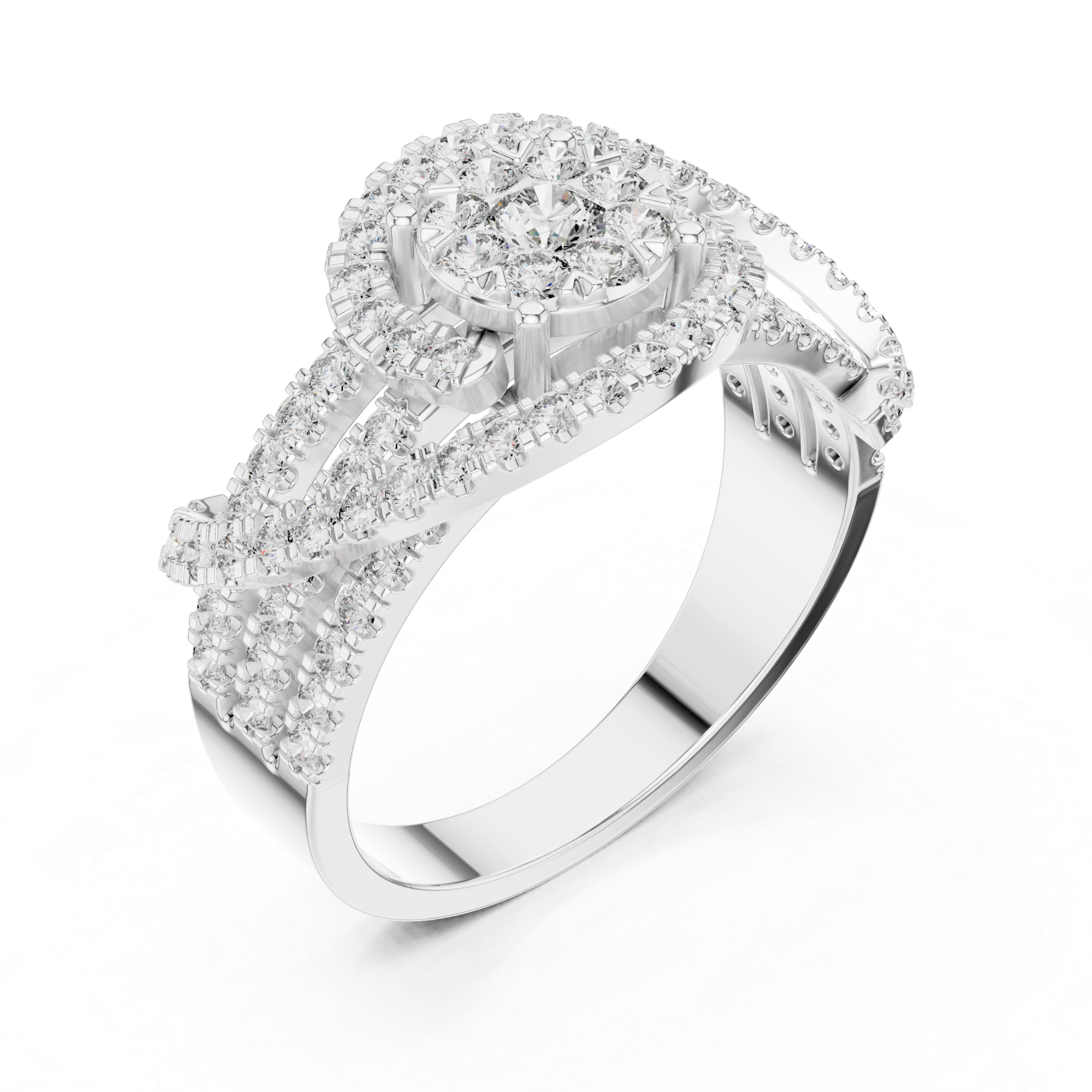 Diamond Halo Twist Ring