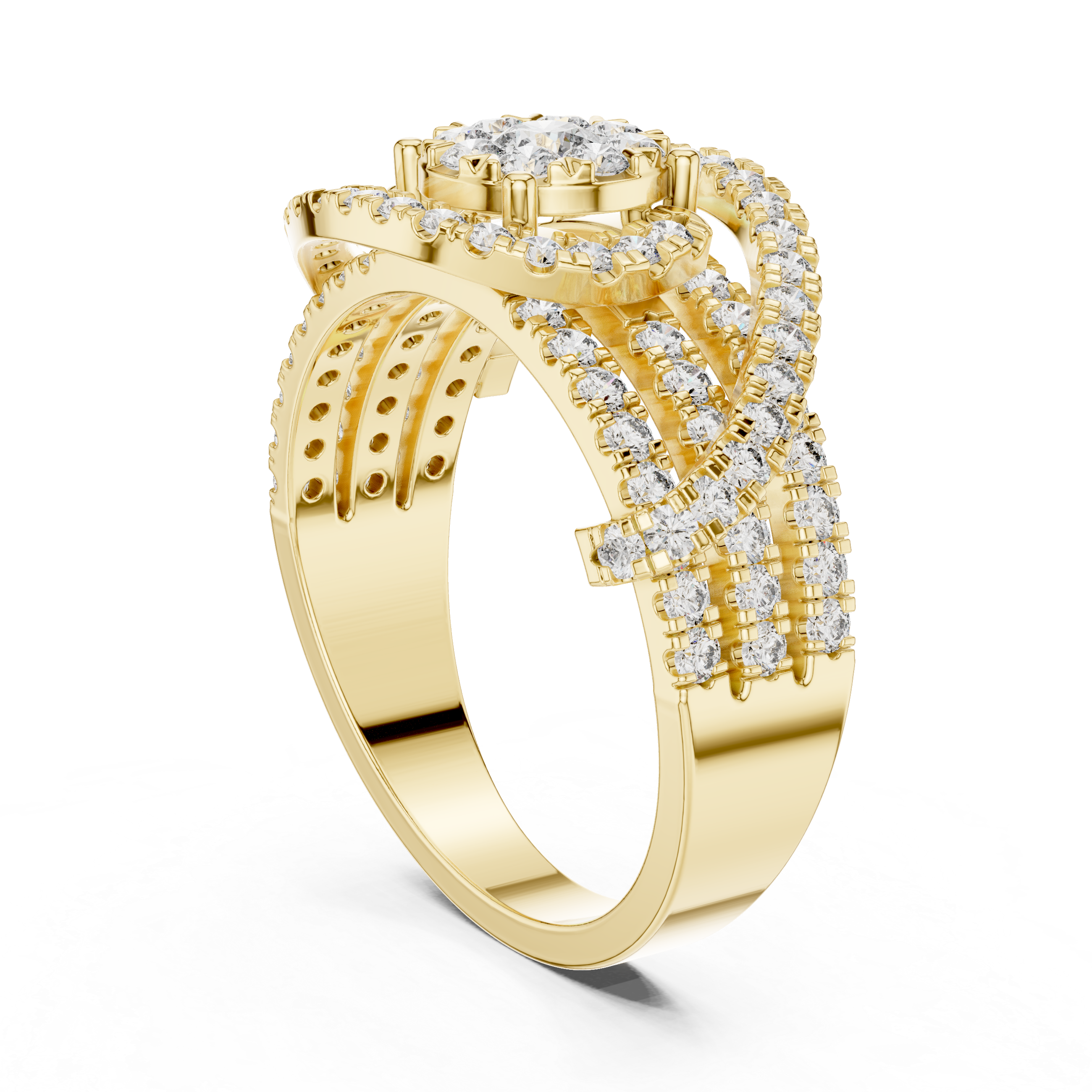 Diamond Halo Twist Ring
