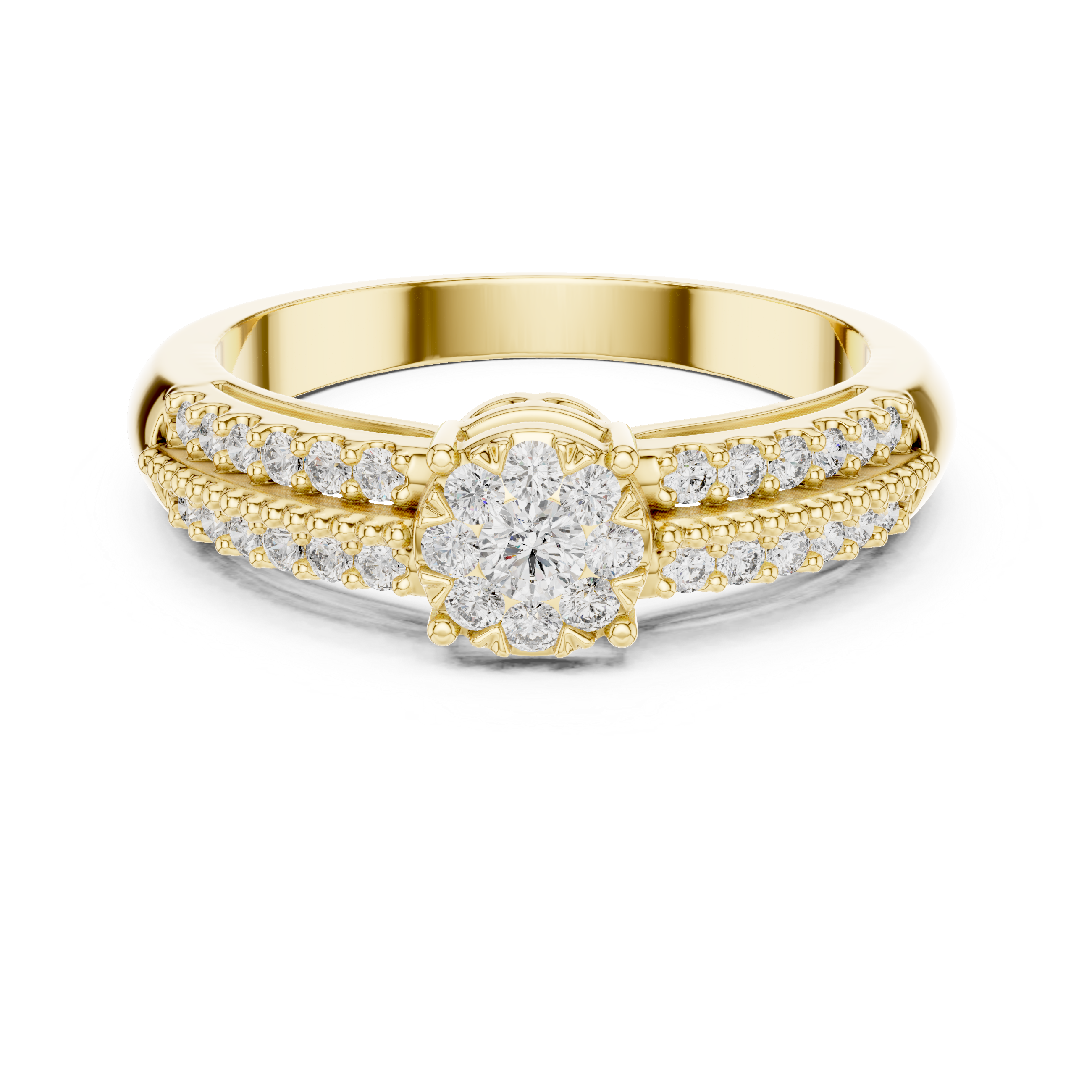 Twin Row Diamond Halo Ring