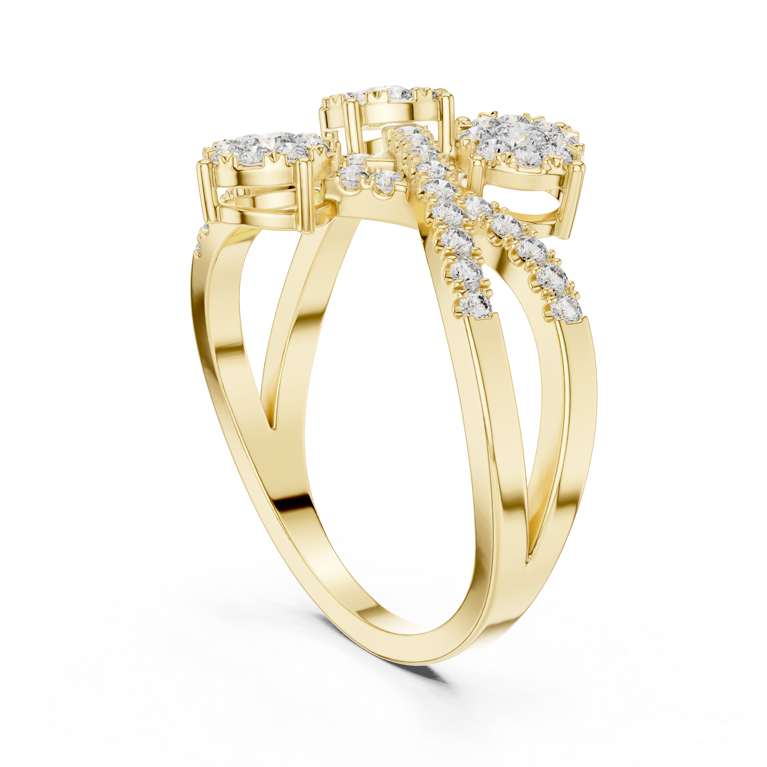 Three diamond clusters and a delicate split band.