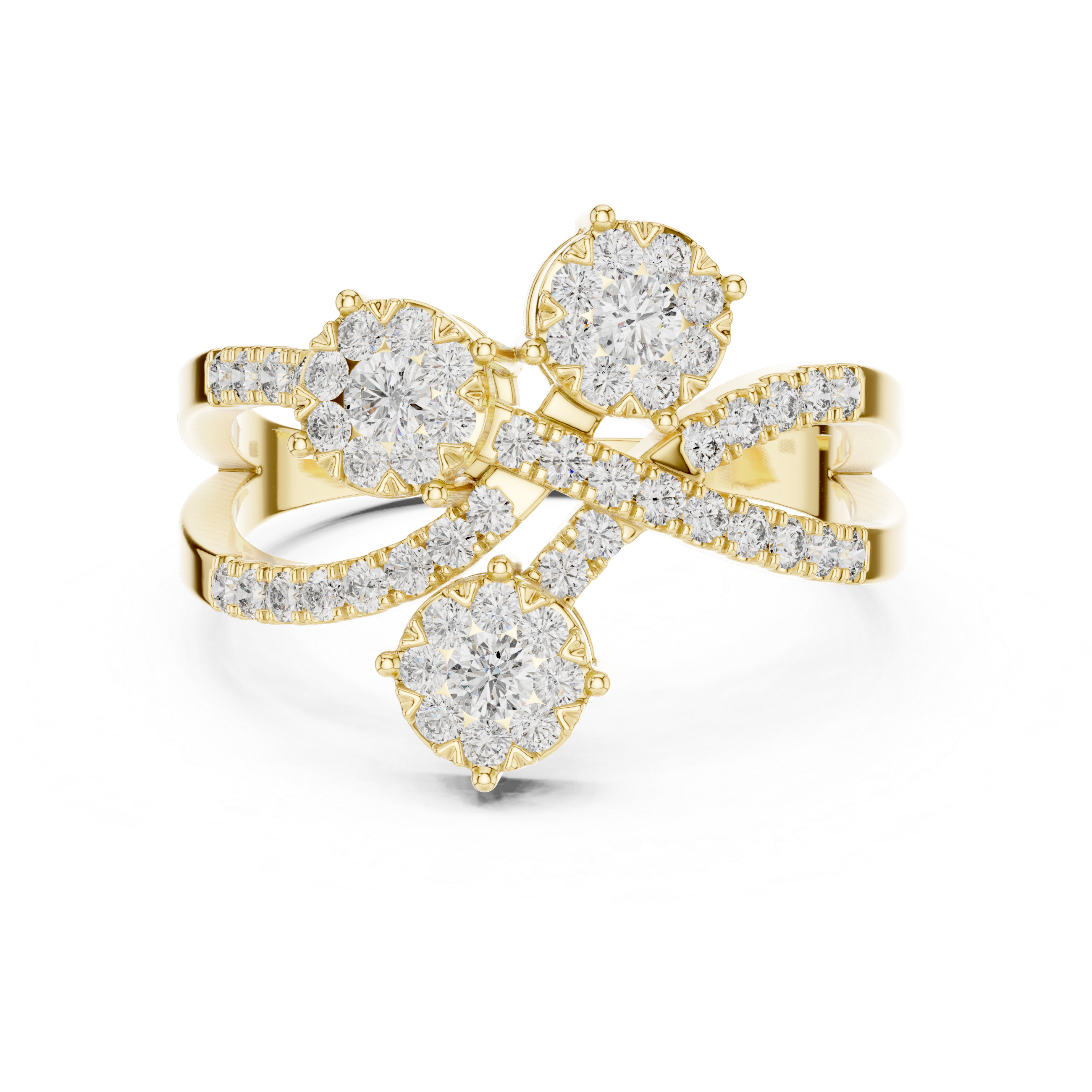 Three diamond clusters and a delicate split band.