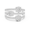 Triple cluster diamond ring with split diamond-studded bands.