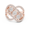 Triple Cluster Rose Gold Diamond Ring