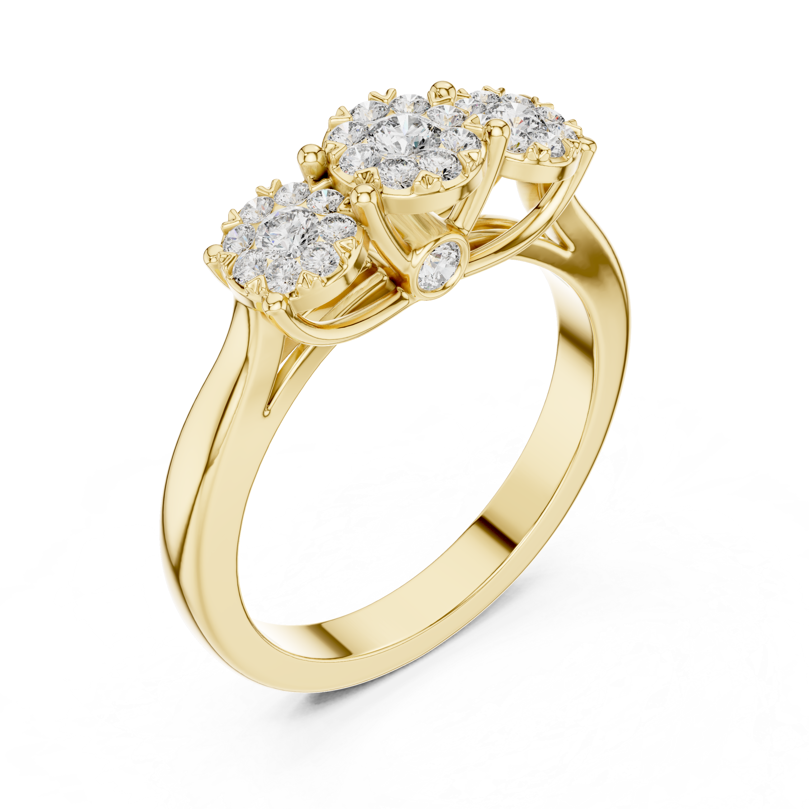 Triple Cluster Diamond Ring