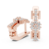 Rose Gold Diamond Floral Cluster Hoop Earrings
