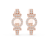 Rose gold diamond circle bar earrings