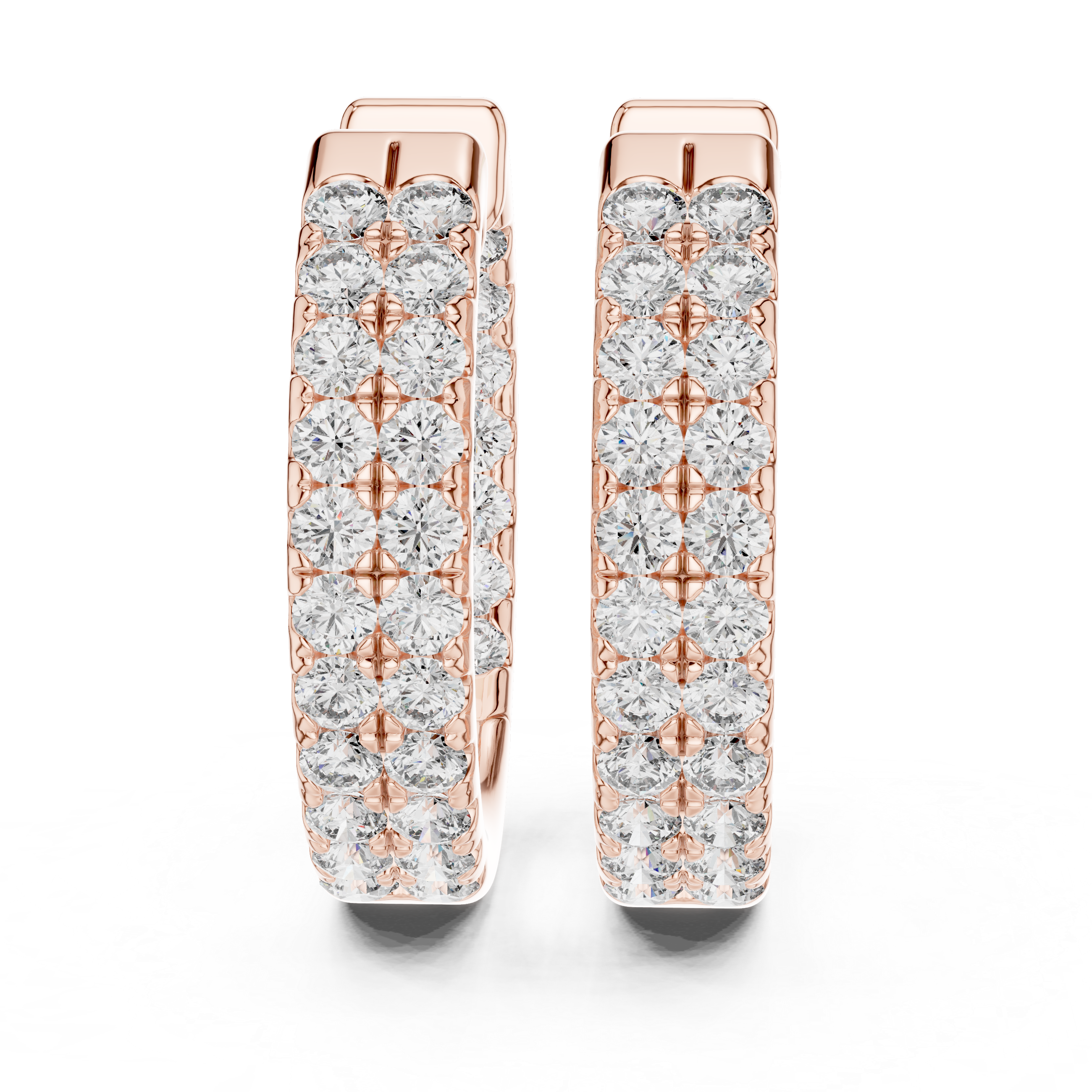 Rose gold diamond pave hoop earrings