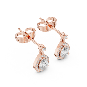 Pear-Shaped Diamond Halo Drop Earrings
