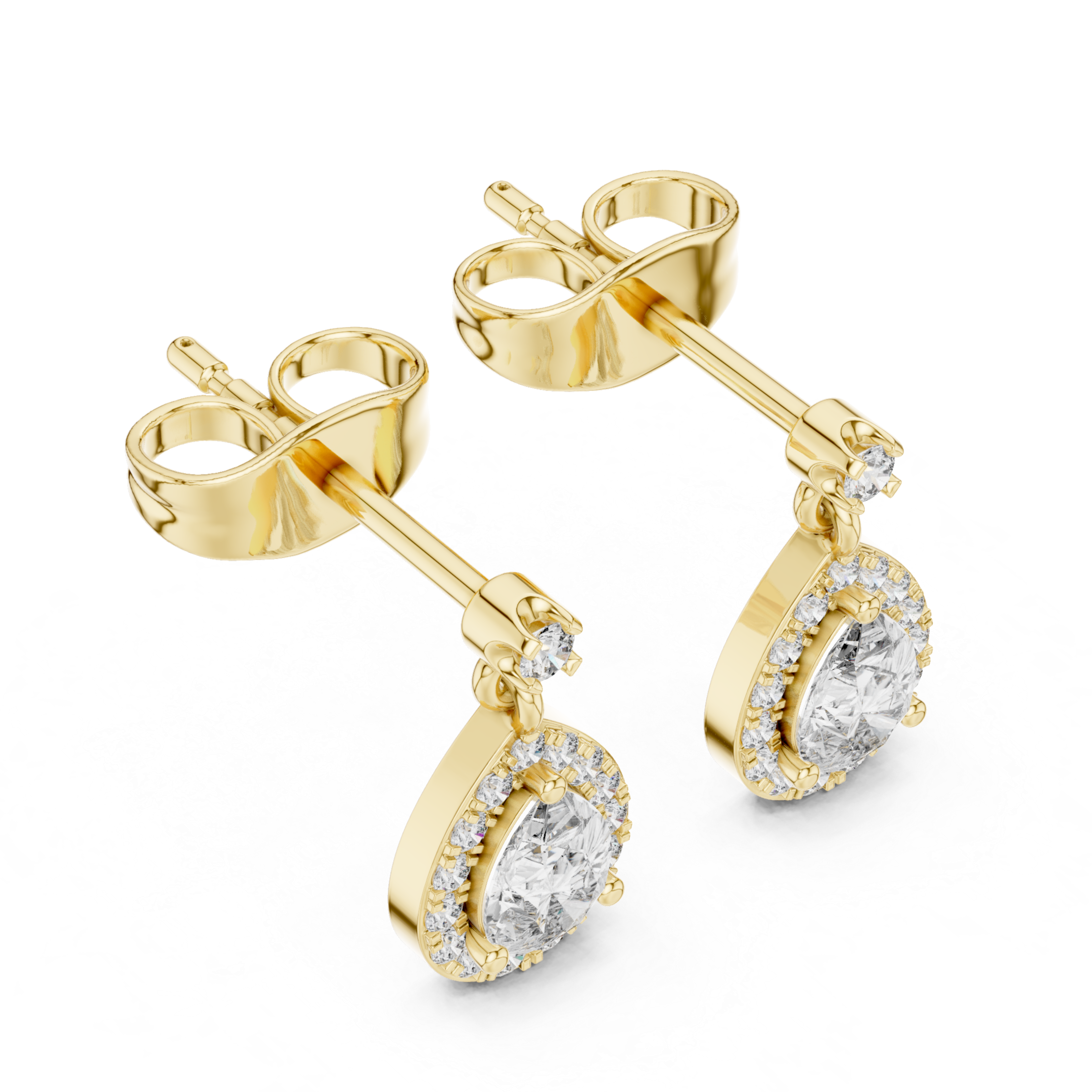 Pear-Shaped Diamond Halo Drop Earrings