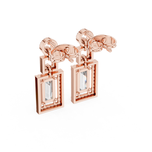 Art Deco Emerald-Cut Diamond Drop Earrings