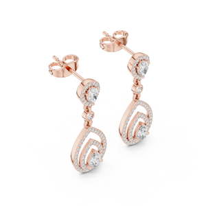 Pear-Shaped Diamond Halo Drop Earrings