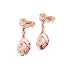 Pear-Shaped Diamond Halo Drop Earrings