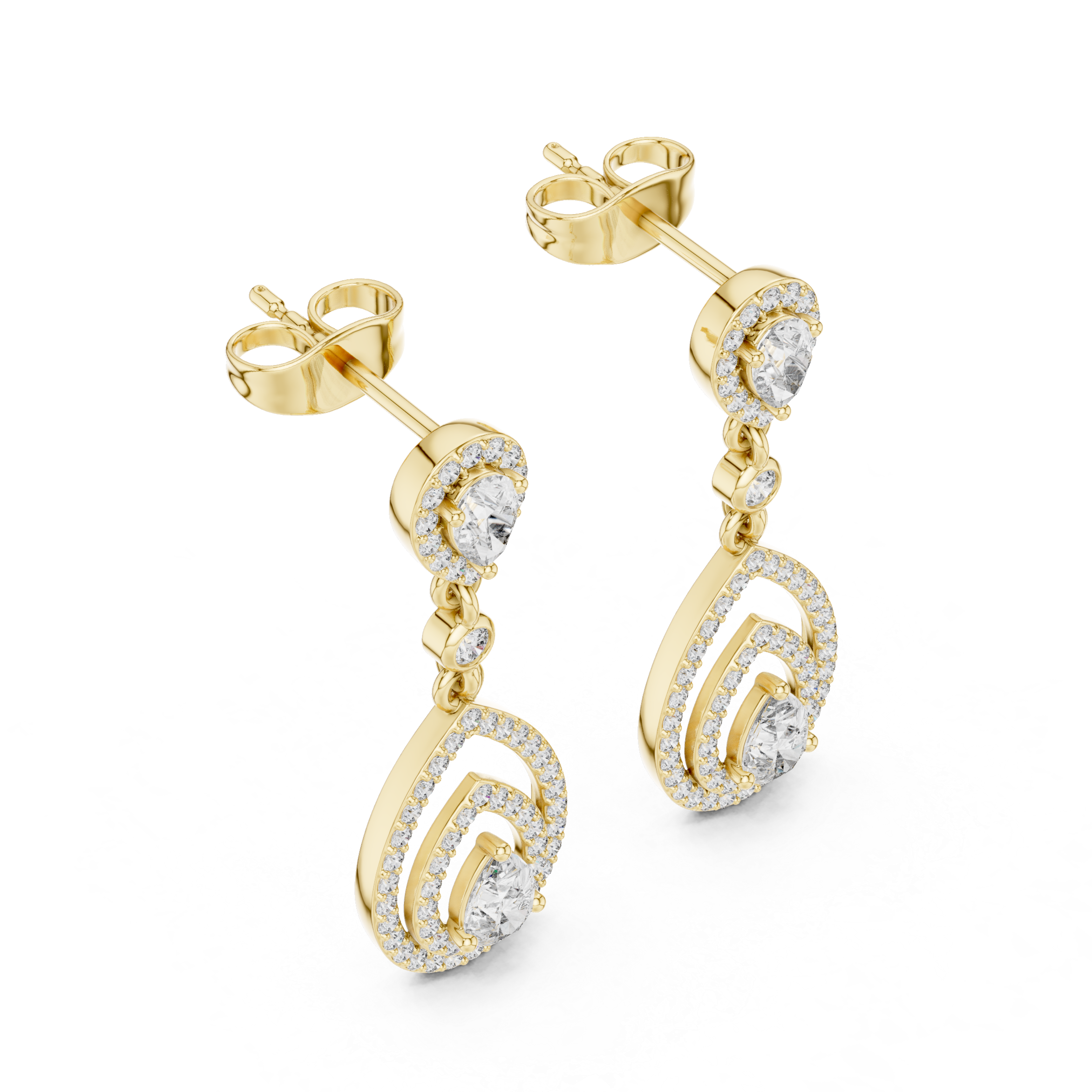 Pear-Shaped Diamond Halo Drop Earrings