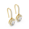 Round Diamond Halo Drop Earrings