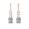 Elegant Rose Gold Drop Earrings with Emerald-Cut Diamonds