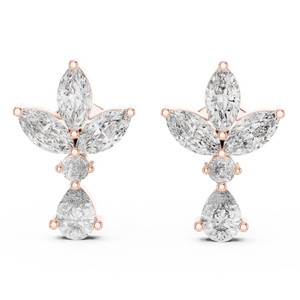 Elegant Floral Diamond Stud Earrings with Rose Gold Setting