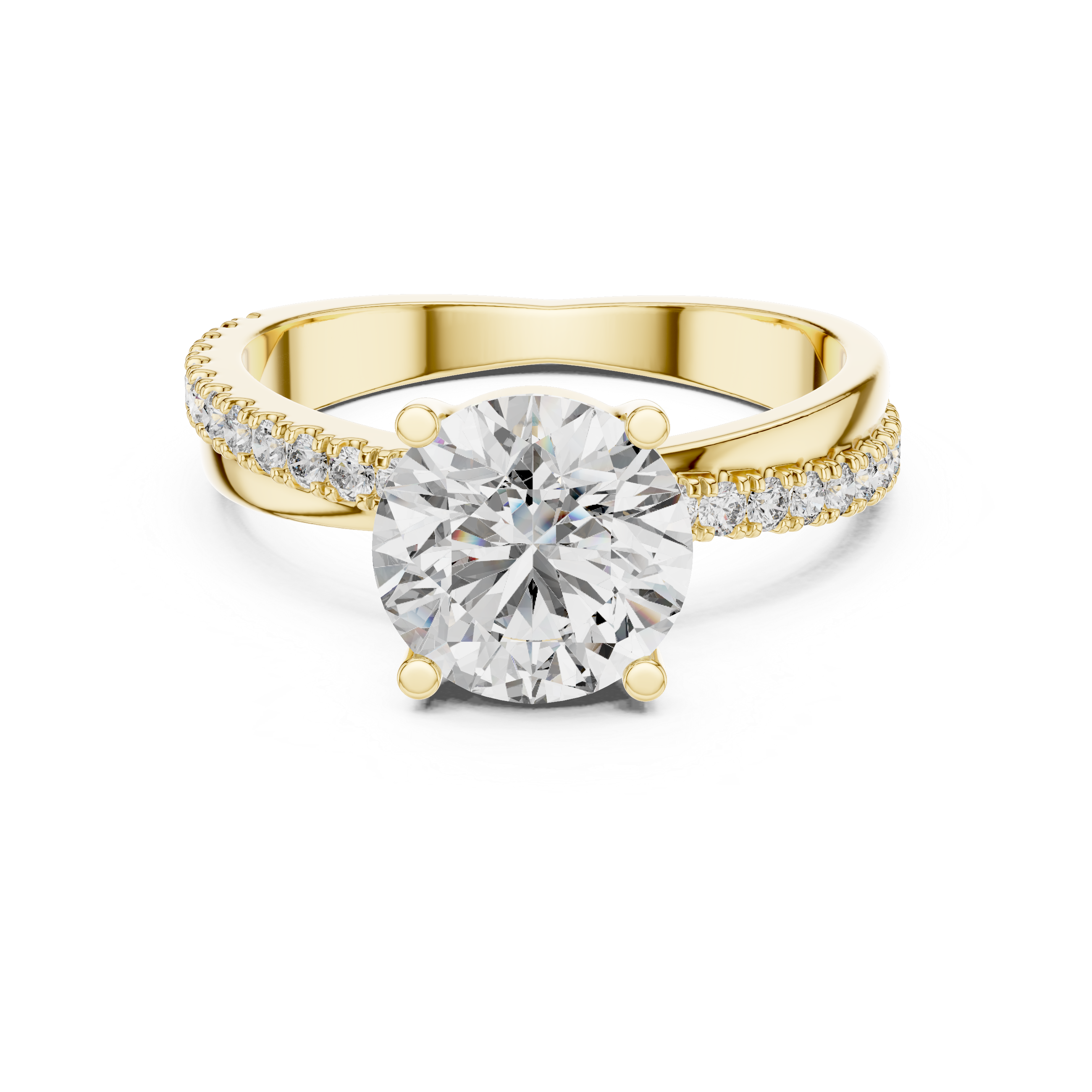Rose Gold Diamond Engagement Ring with Pave Band