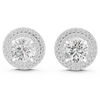 Double Halo Round Cut Diamond Stud Earrings with Rose Gold Setting
