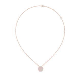 Hexagonal Radiance: Rose Gold Diamond Pendant