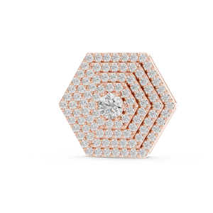 Hexagonal Radiance: Rose Gold Diamond Pendant