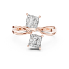 Elegant Rose Gold Toi et Moi Ring with Princess-Cut Diamonds