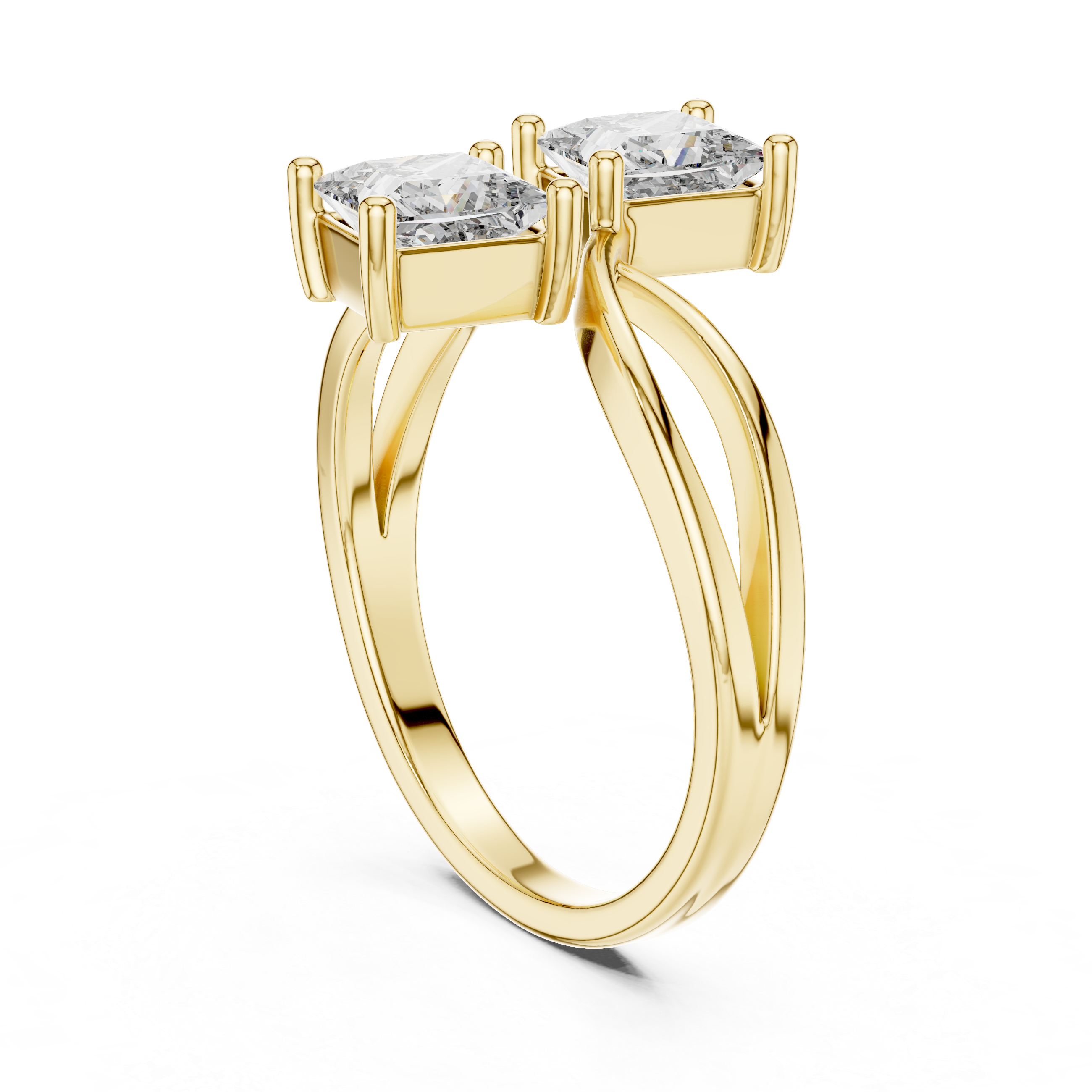 Elegant Rose Gold Toi et Moi Ring with Princess-Cut Diamonds