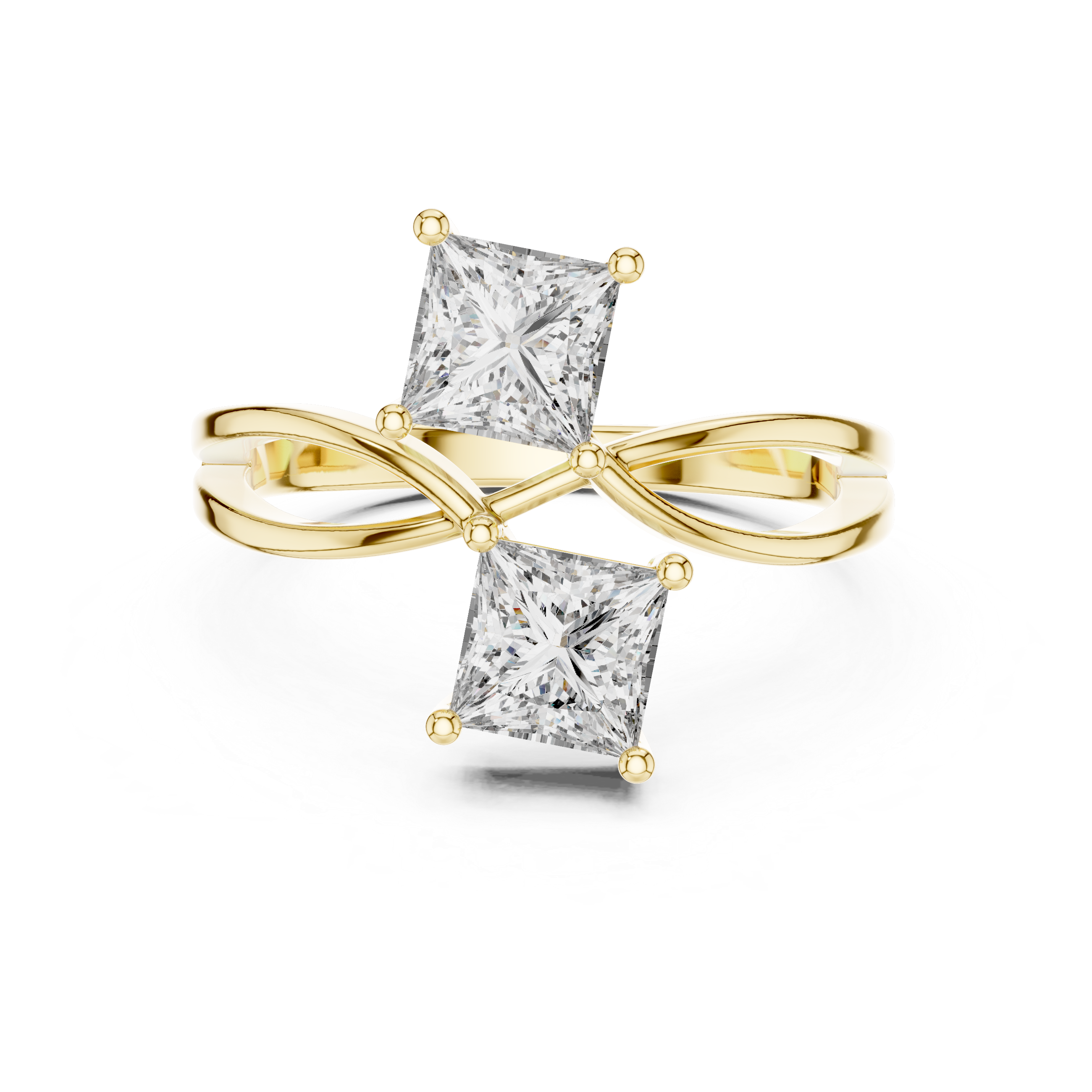Elegant Rose Gold Toi et Moi Ring with Princess-Cut Diamonds