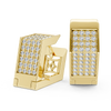 Radiant Grid Gold & Diamond Huggie Earrings