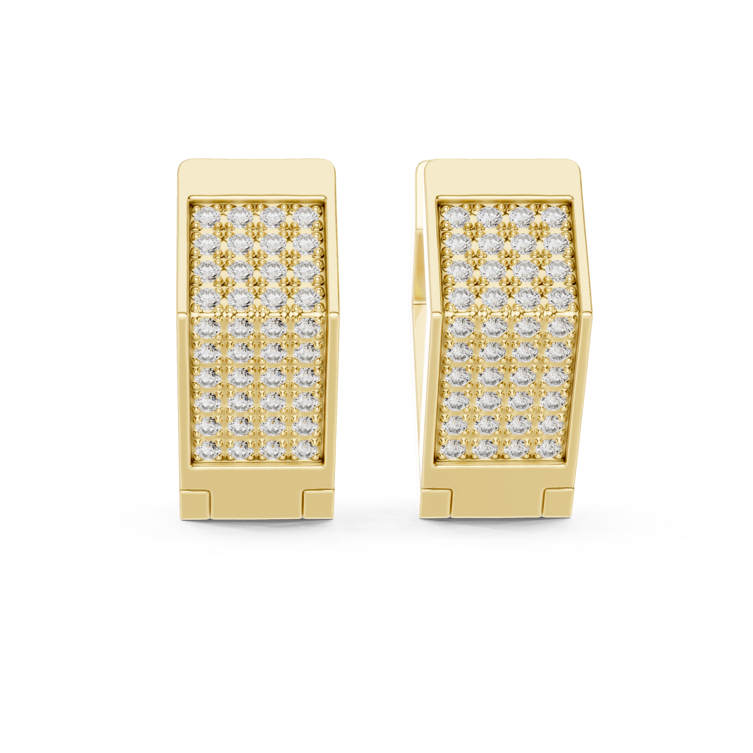 Radiant Grid Gold & Diamond Huggie Earrings