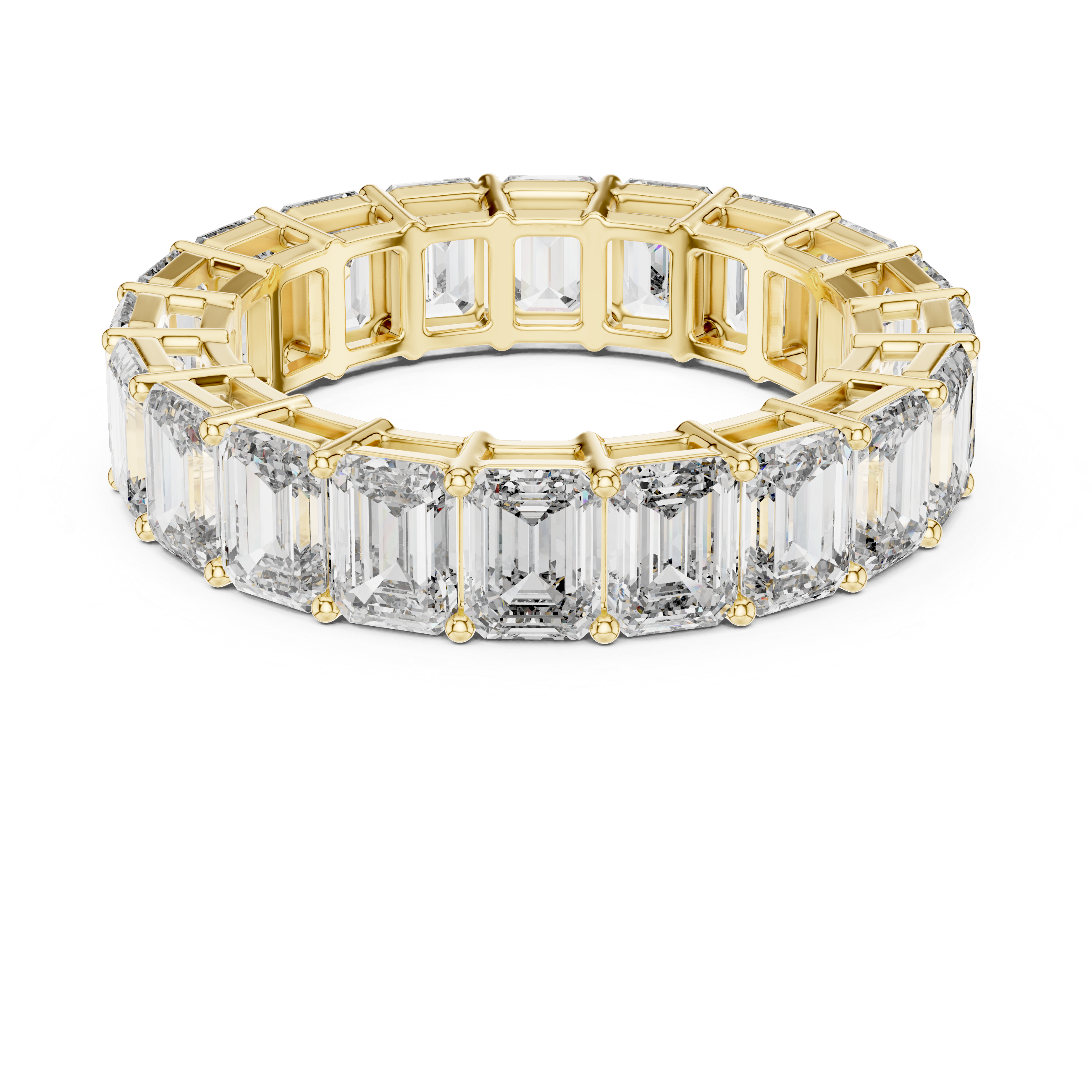Radiant Elegance – Emerald-Cut Diamond Eternity Band in Yellow Gold