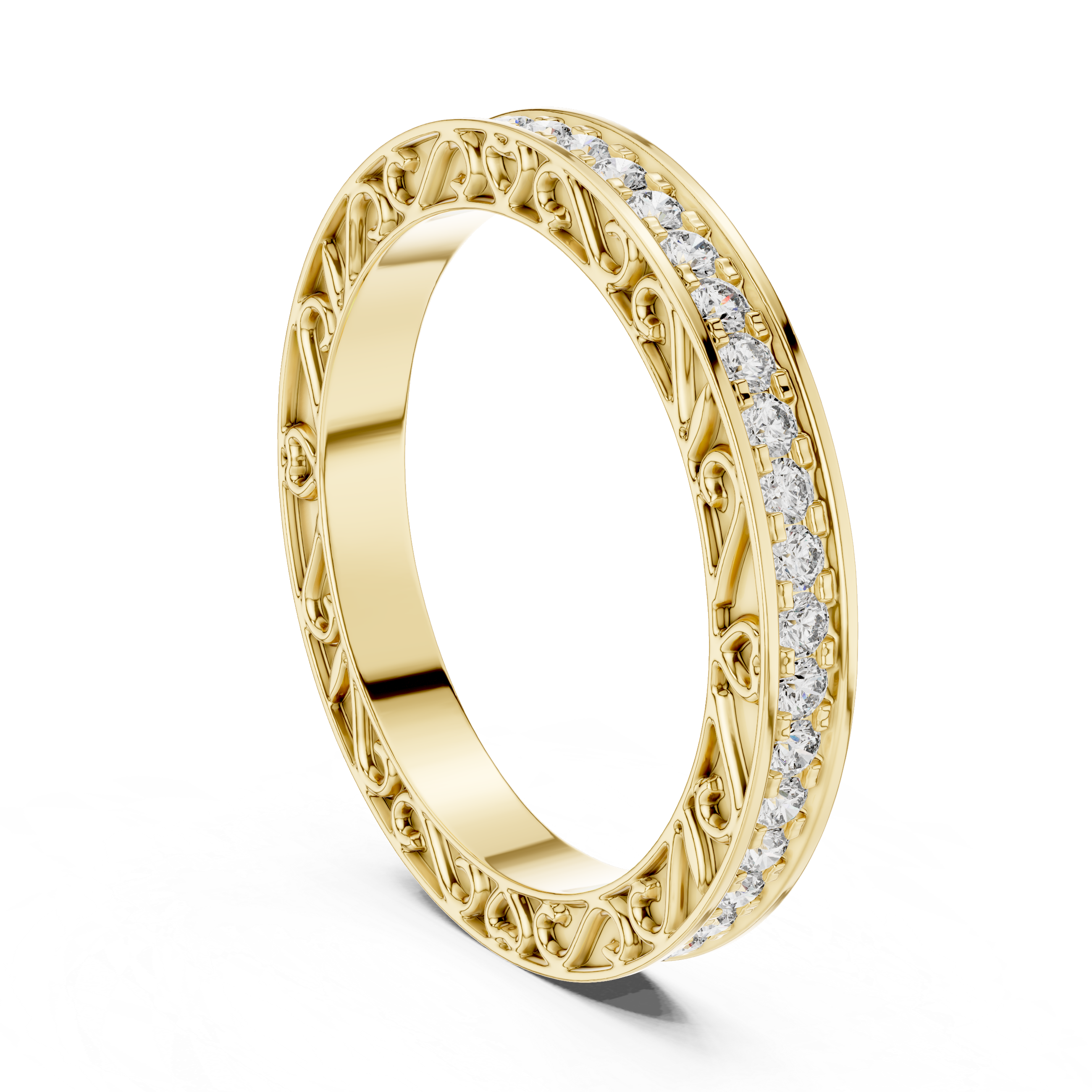 Elegant Vintage-Inspired Gold Diamond Eternity Band