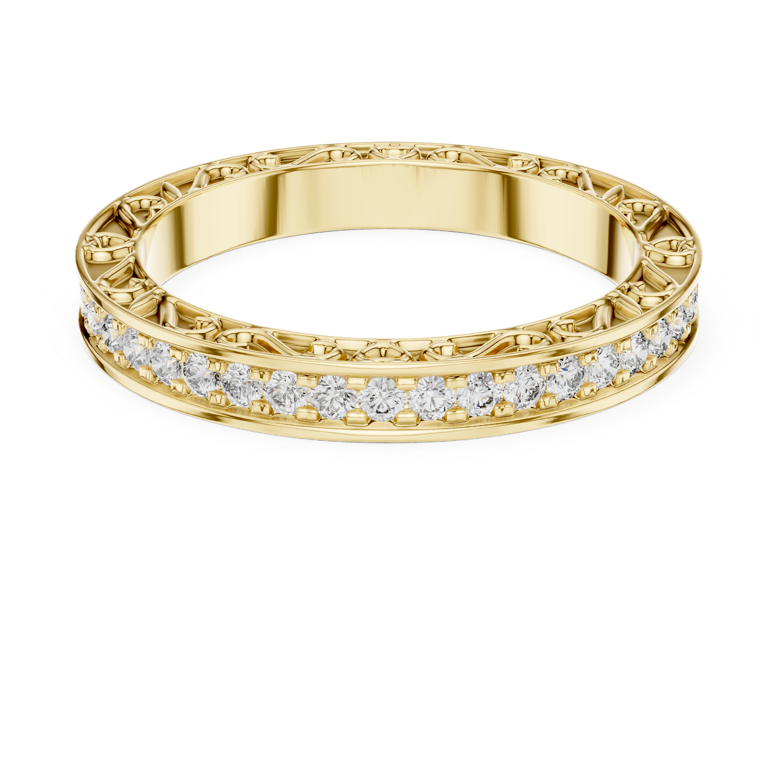 Elegant Vintage-Inspired Gold Diamond Eternity Band