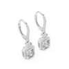 Diamond Drop Earrings with Halo-Set Square Center Stones.