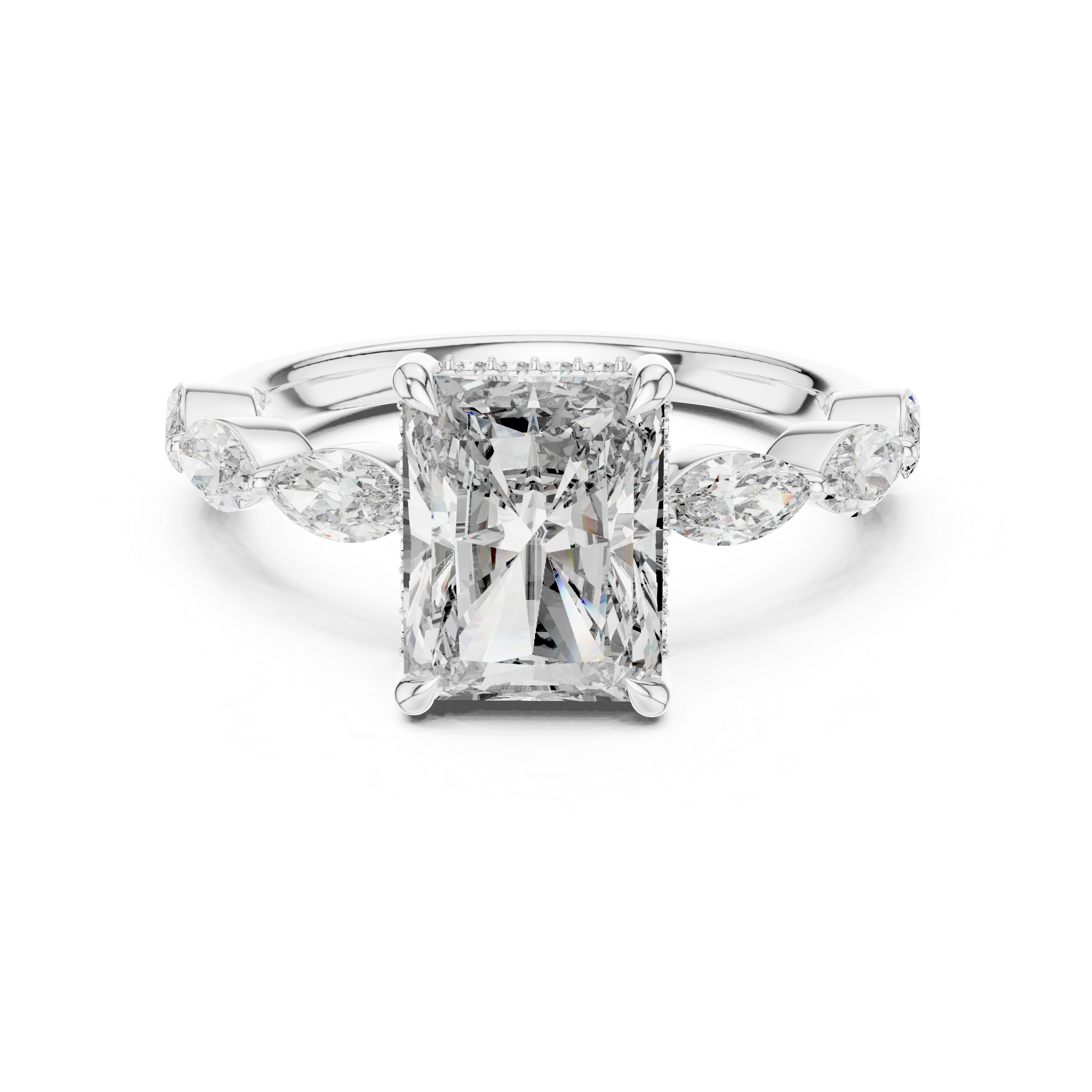 Emerald-Cut Diamond Halo Ring