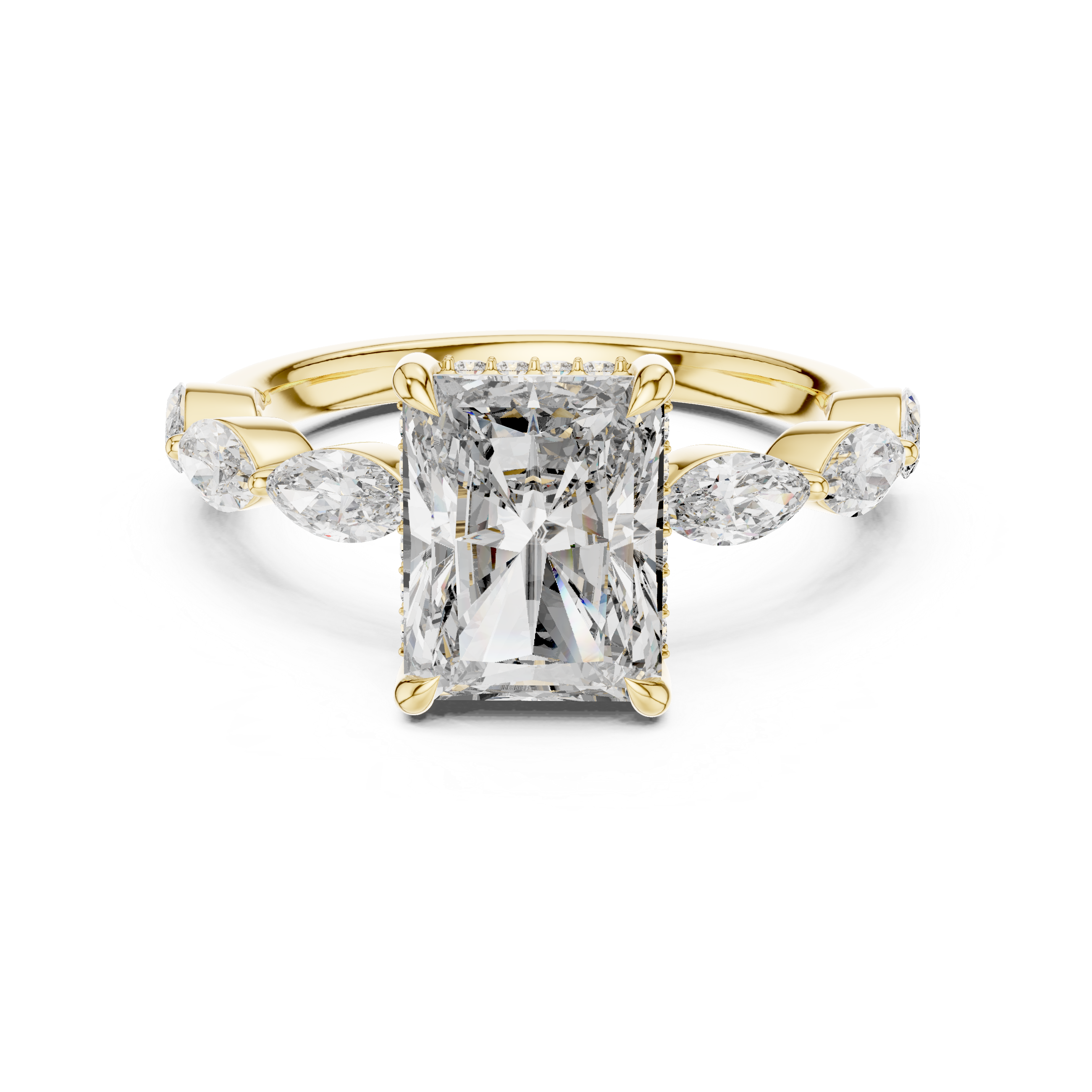 Emerald-Cut Diamond Halo Ring