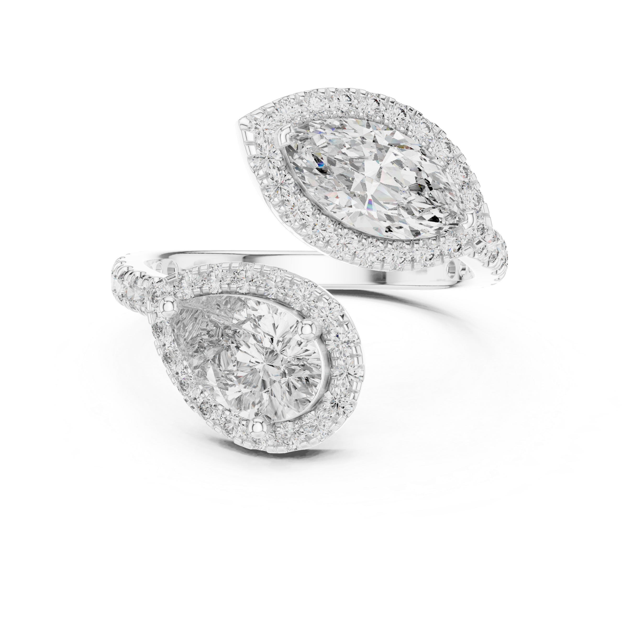 Twin Halo Pear Diamond Ring