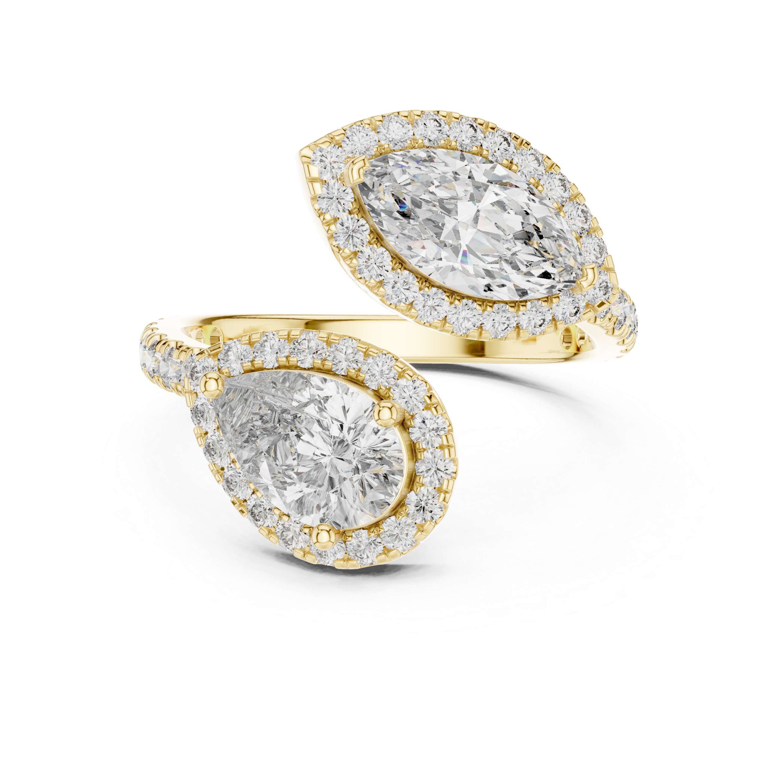 Twin Halo Pear Diamond Ring