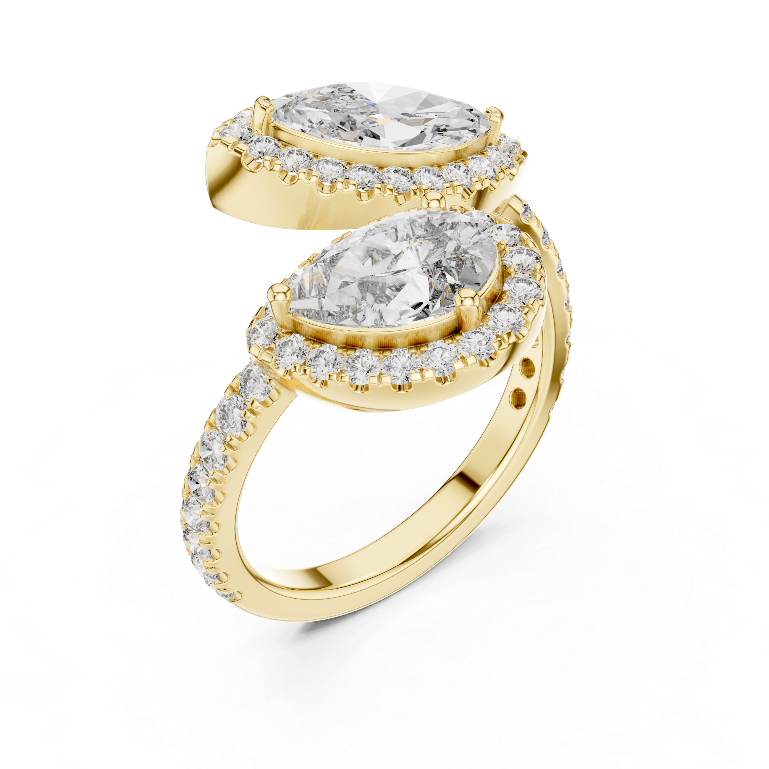 Twin Halo Pear Diamond Ring
