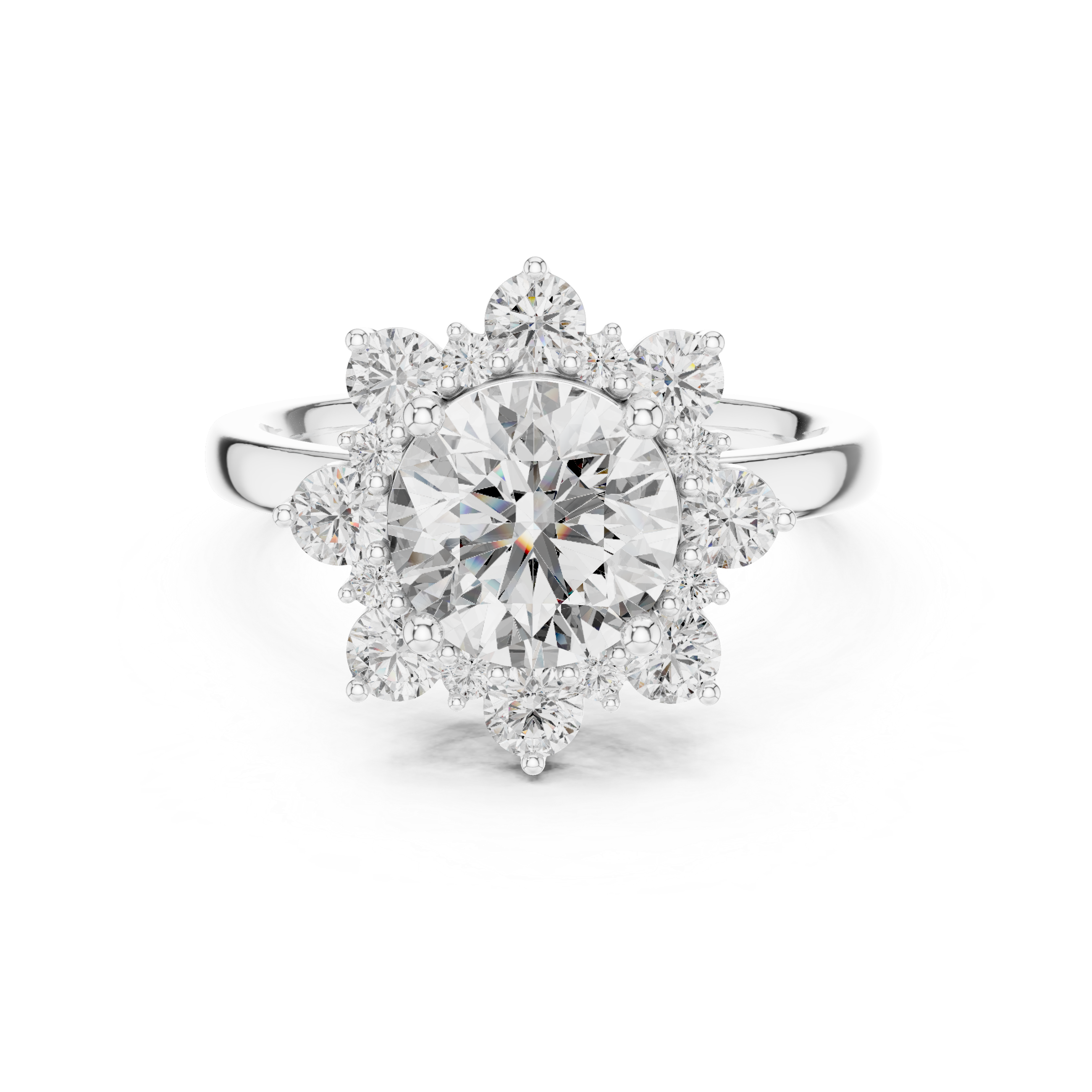 Floral Halo Diamond Ring