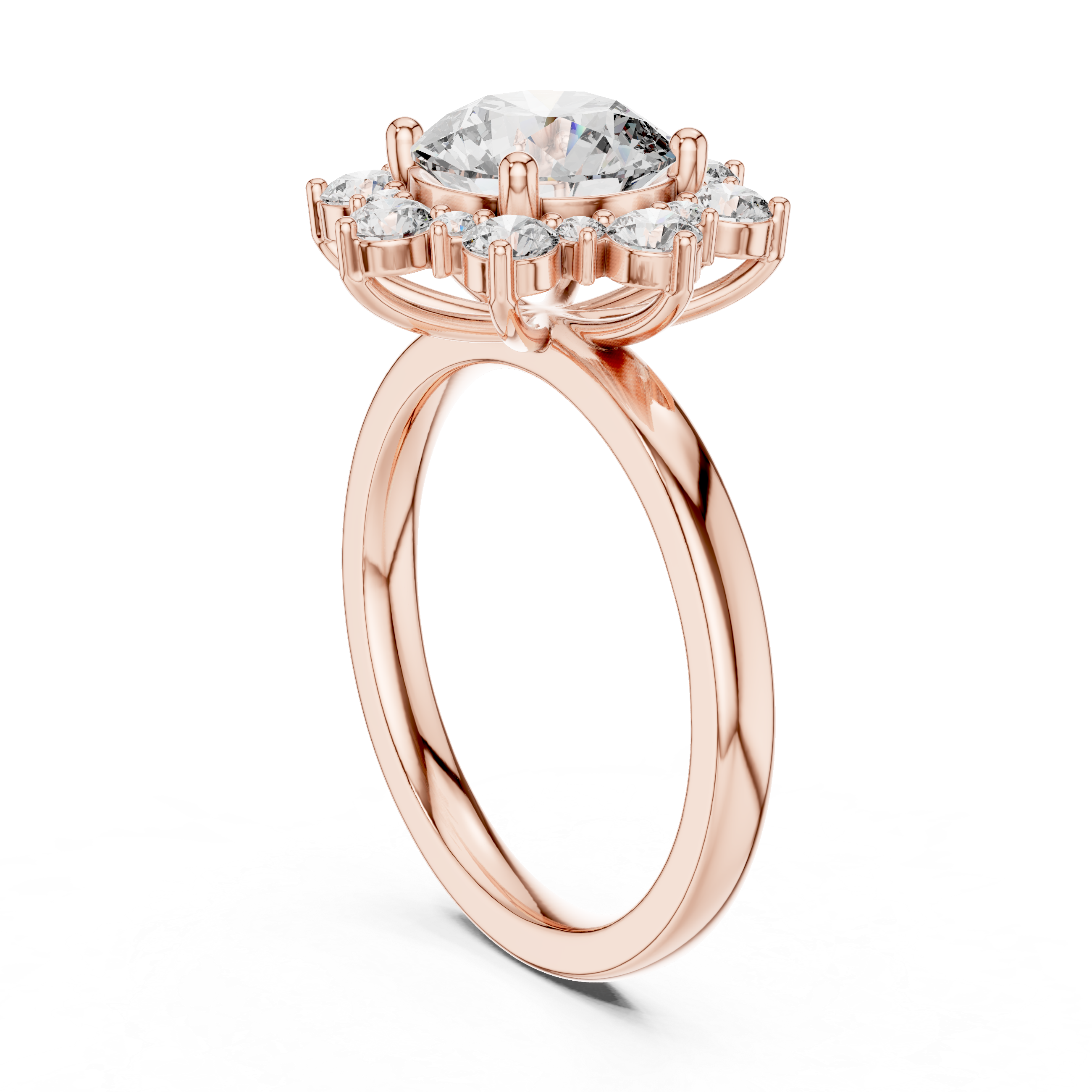 Floral Halo Diamond Ring