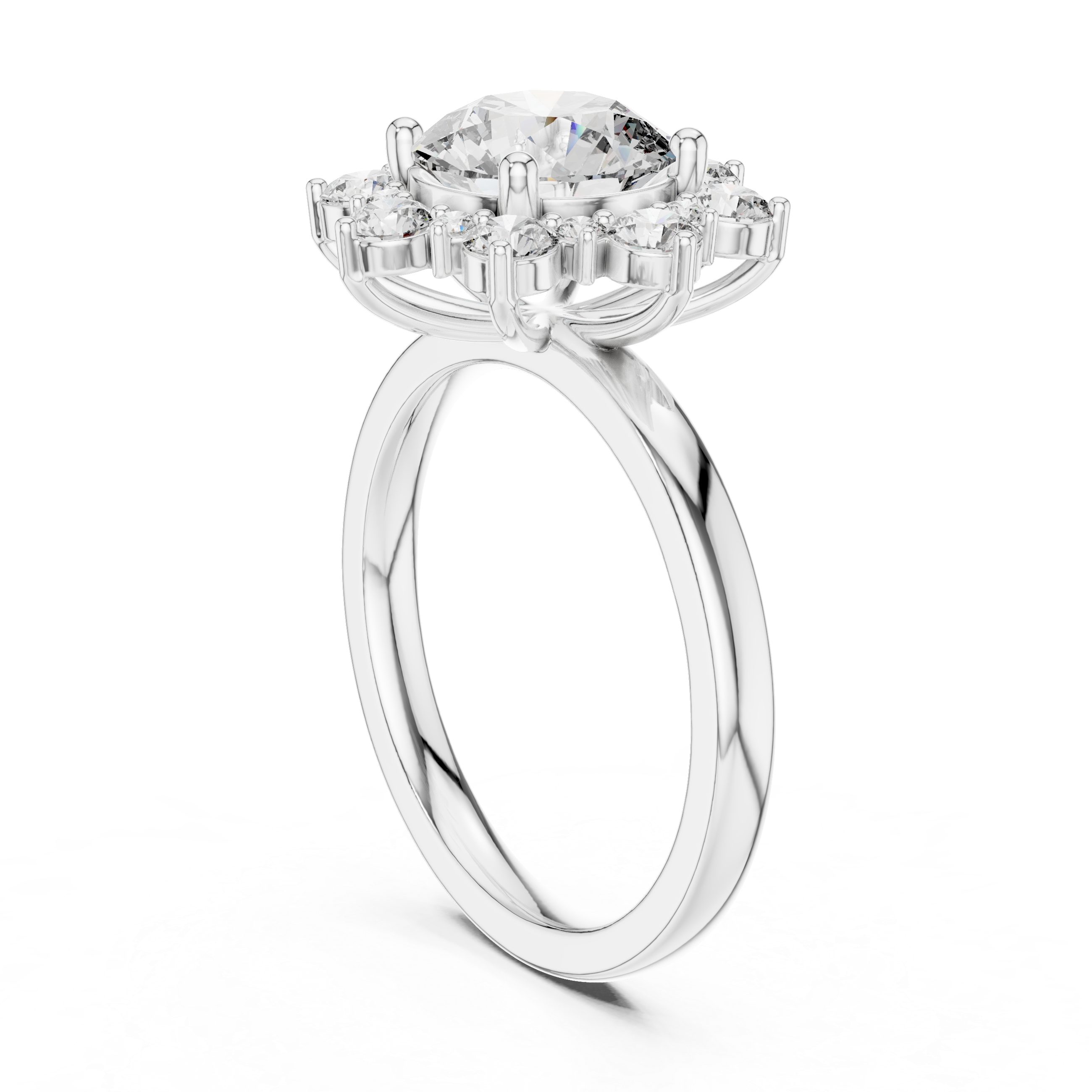Floral Halo Diamond Ring