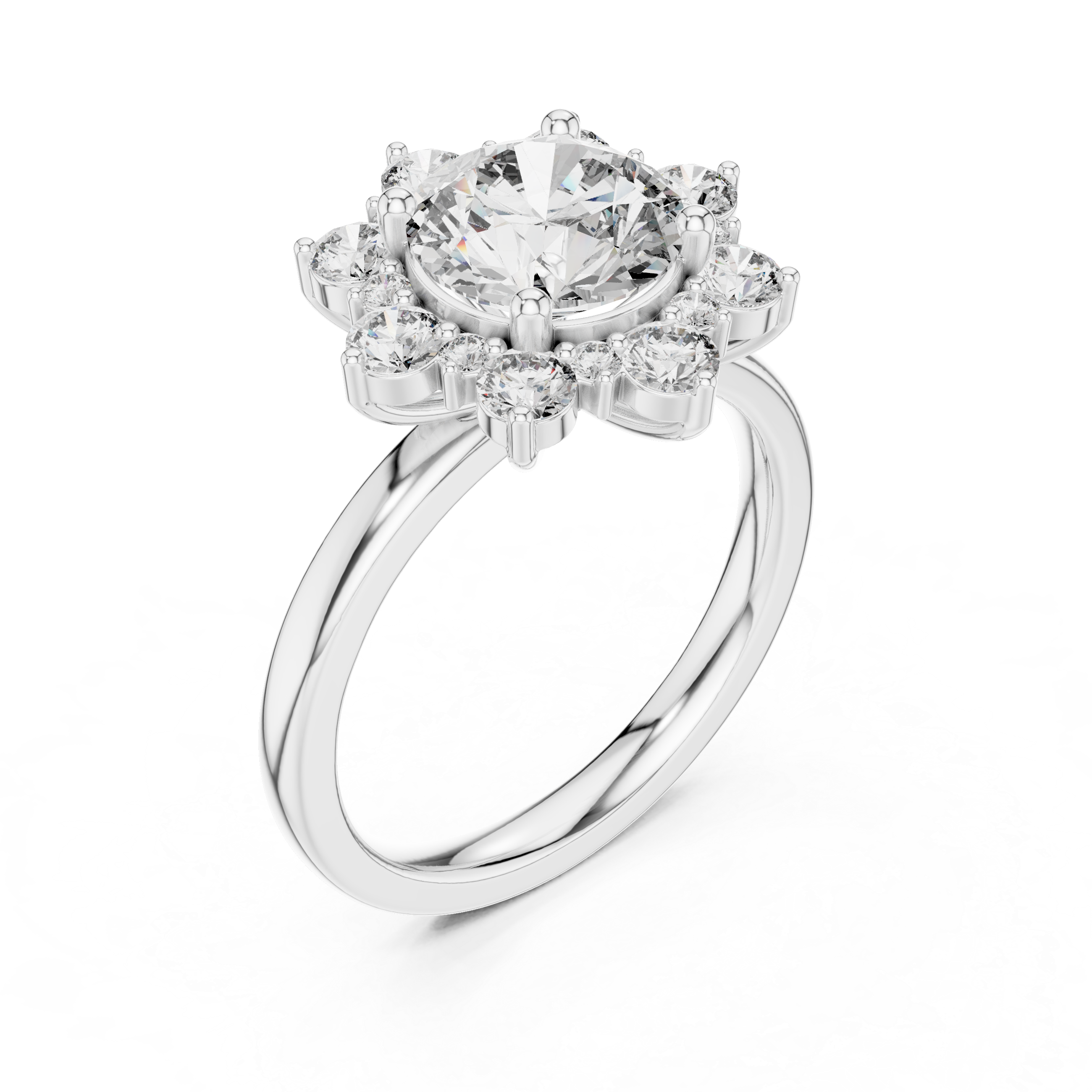 Floral Halo Diamond Ring